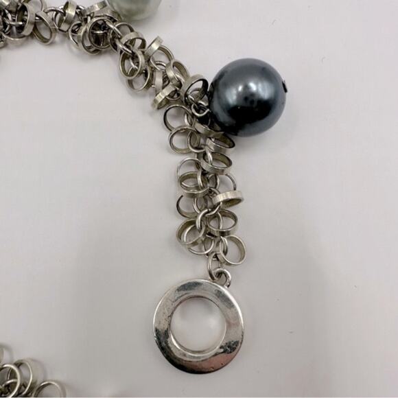 Unbranded Faux Pearl Dangle Bracelet Toggle Clasp Grey Silver White Gold Neutral - Picture 5 of 10
